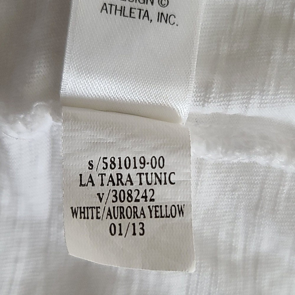 Athleta La Tara Tunic Top Size M White Embroidered Hooded Drop Waist Pockets EUC - Picture 10 of 10